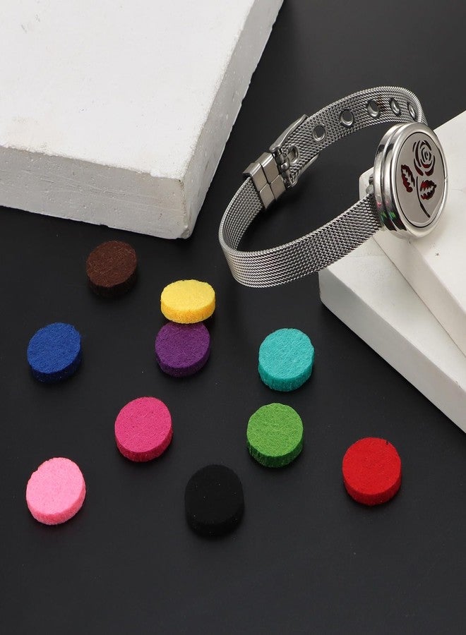 YWLI Essential Oil Diffuser Bracelet Aromatherapy Locket Adjustable Stainless Steel Rose Watch Chain Bracelet with 10 Pcs Refill Pads for Women - Image 2